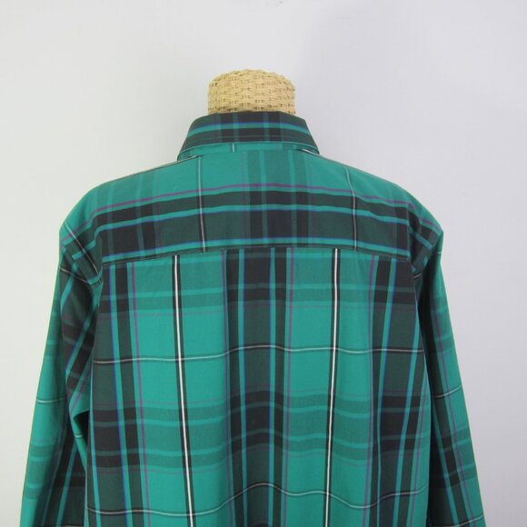 Coldwater Creek Women Plus 2X Teal Blue Green Black Plaid Cotton LS Shirt - Picture 8 of 15